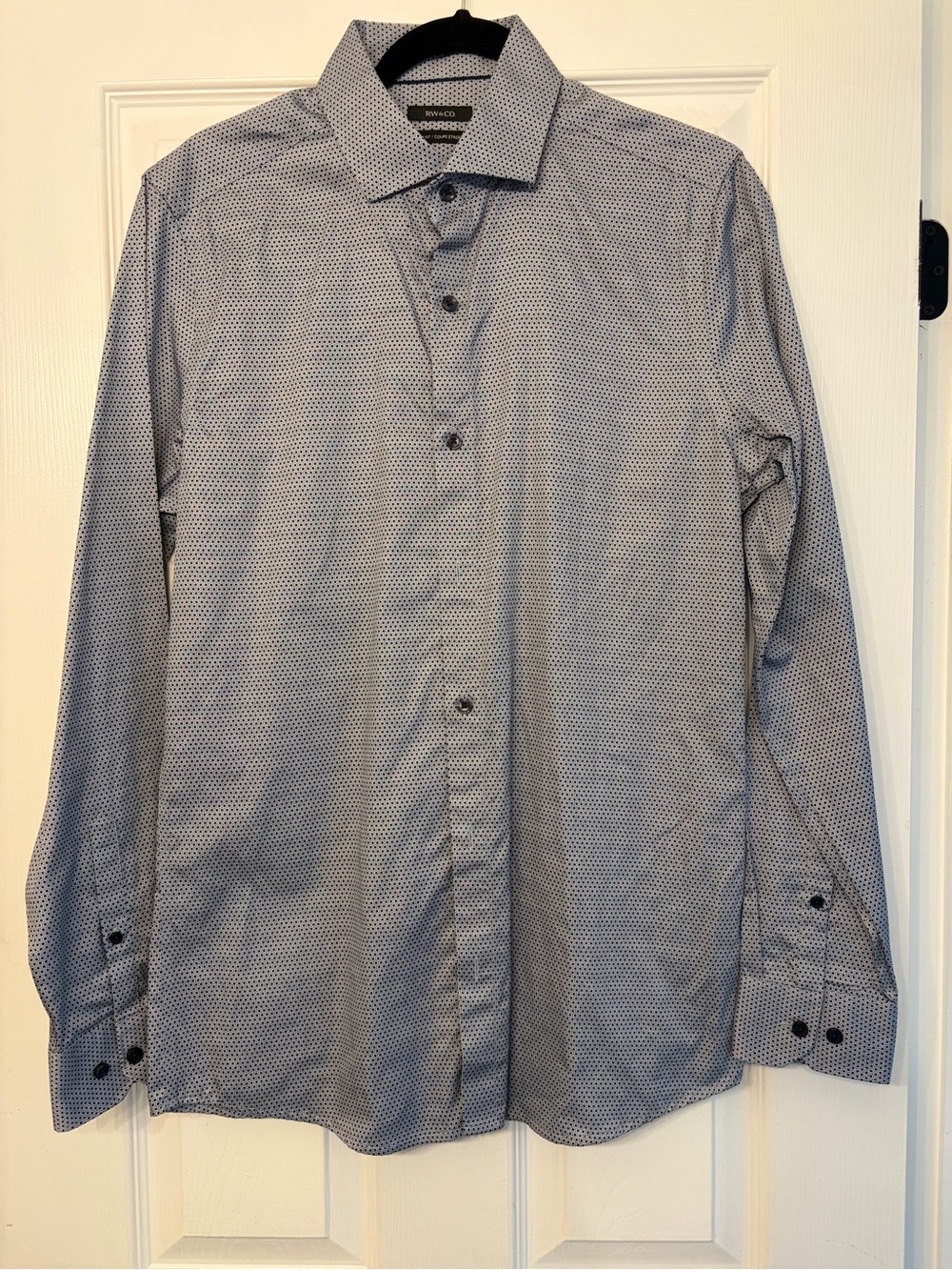 RW & Co Men’s Long-Sleeve Light Blue Microdot Dress Shirt